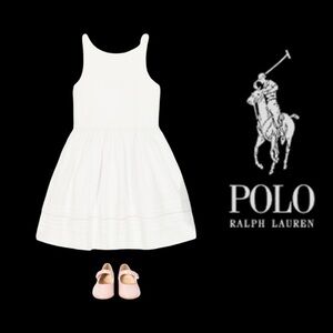 Polo Ralph Lauren Girls Sz 12 White 100% Cotton Event Dress preppy Formal Day